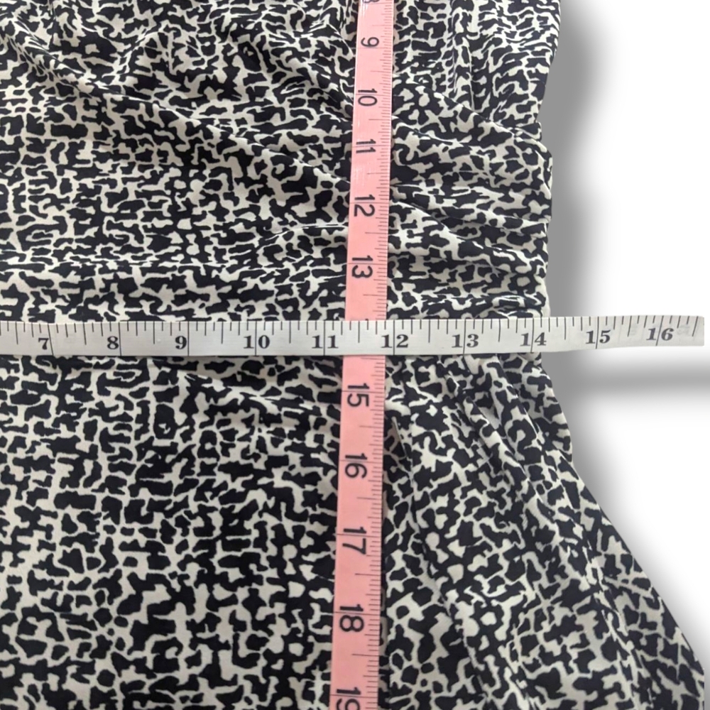 Lauren Ralph Lauren Black White Printed Ruched A Line Jersey Knit Dress Size 8 - Picture 8 of 12